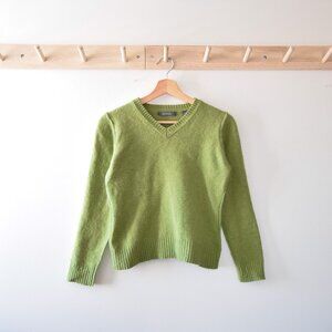 Y2k lime green wool blend v-neck